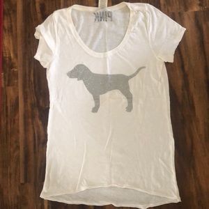 Soft cotton T-shirt with silver glitter dog